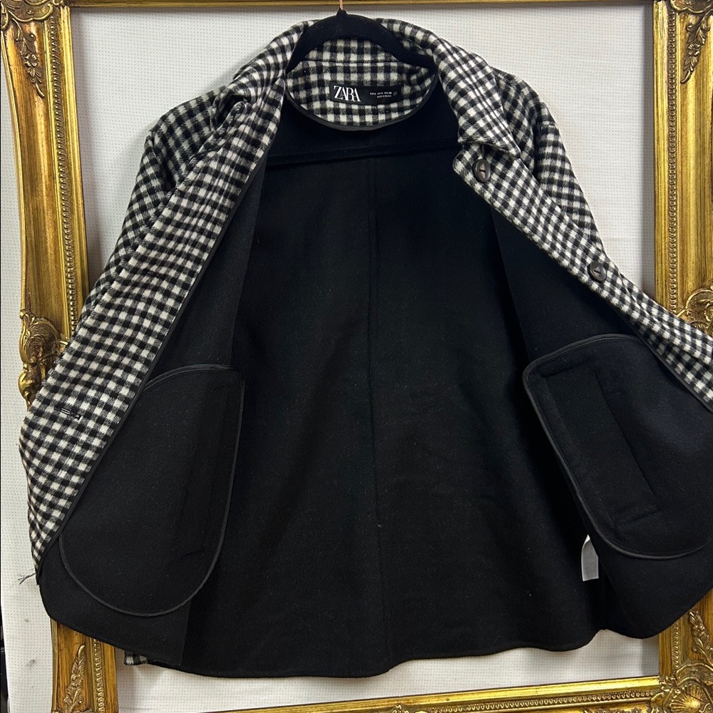 ZARA Women’s Check Wool-Blend Jacket • NWOT • Size S - Picture 4 of 7